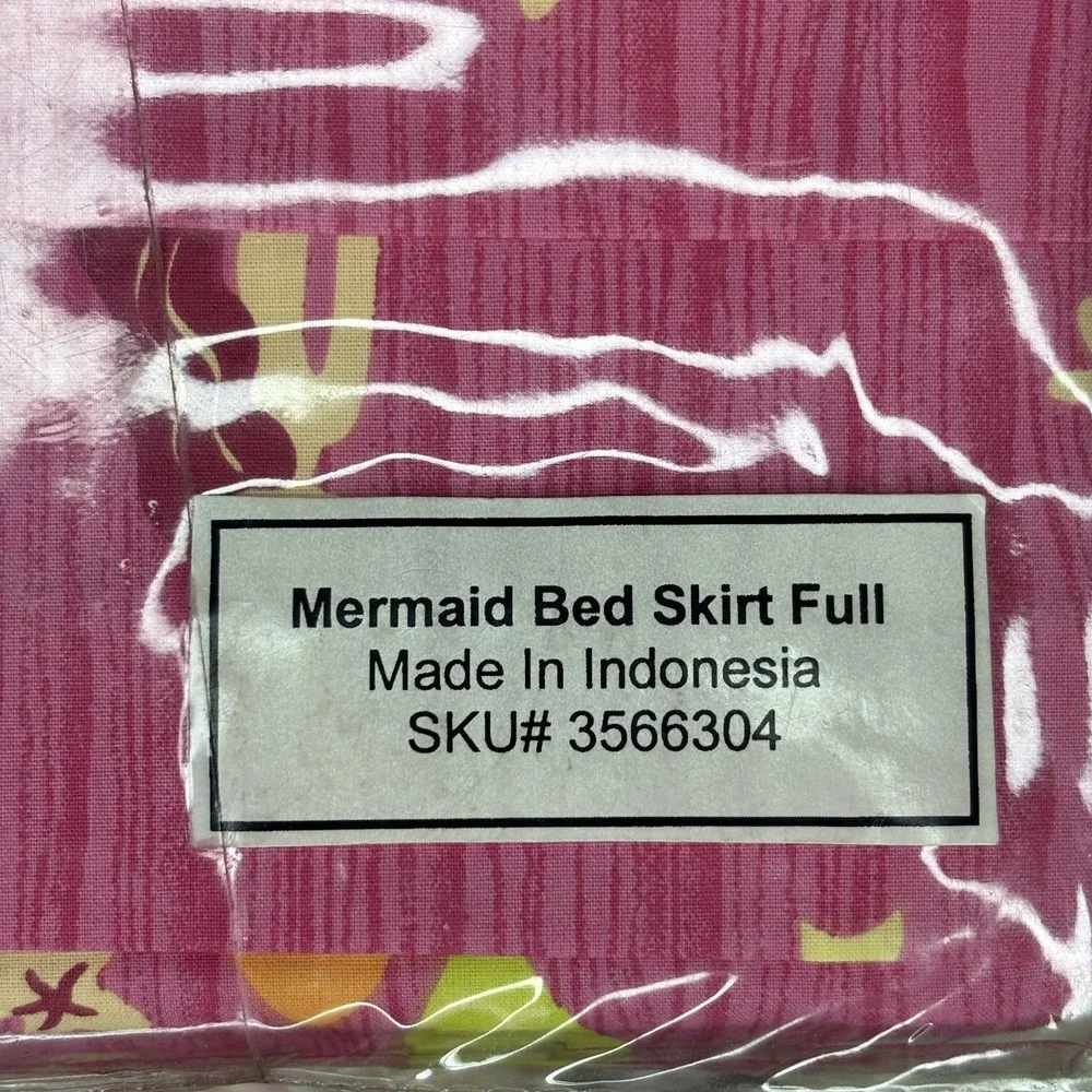 Pottery Barn Kids Mermaid Full Bed Skirt Fish Pink New 100% Cotton Whimsy Decor